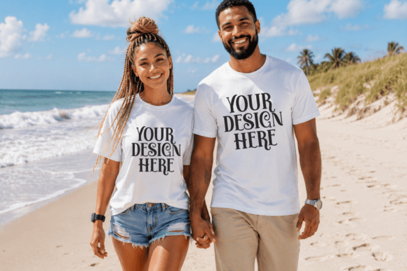 Download Bella Canvas 3001 Beach Couple Mockup - Beach Collection