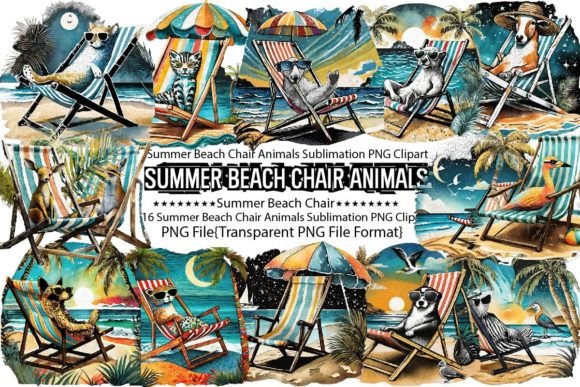Download Summer Beach Chair Animals Sublimation - Beach Collection