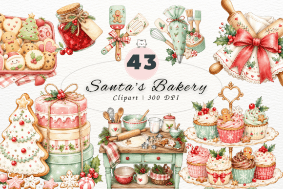 Download Cute Santa's Bakery Clipart,Christmas - Bakery clipart Collection