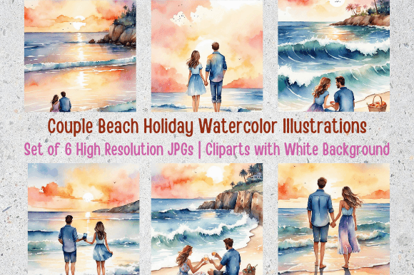Download Serene Beach Bliss: Set of 6 Cliparts - Beach Collection
