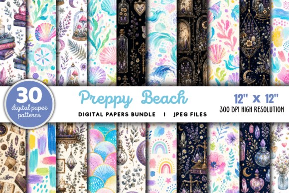 Download Preppy Beach Patterns Bundle - Beach Collection