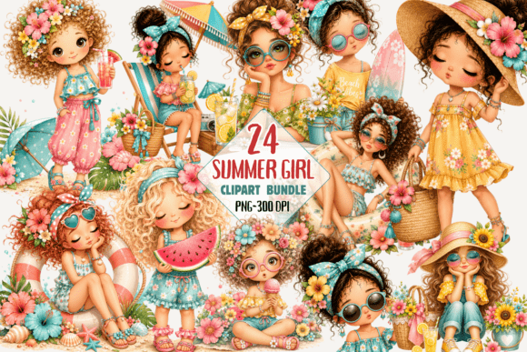 Download Summer Girl Clipart PNG Bundle Beach Png - Beach Collection
