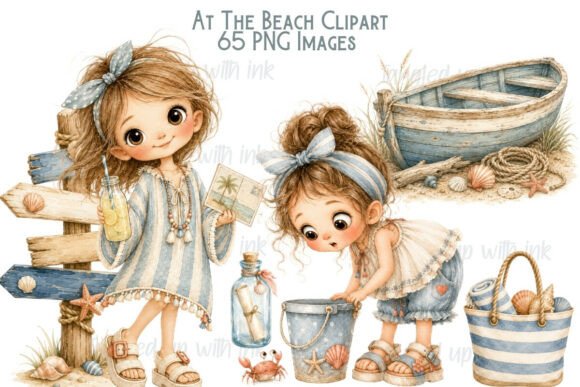 Download Beach Girl Clipart Bundle PNG - Beach Collection